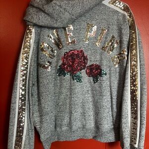 PINK Victoria's Secret Gray Hoodie with Gold Details